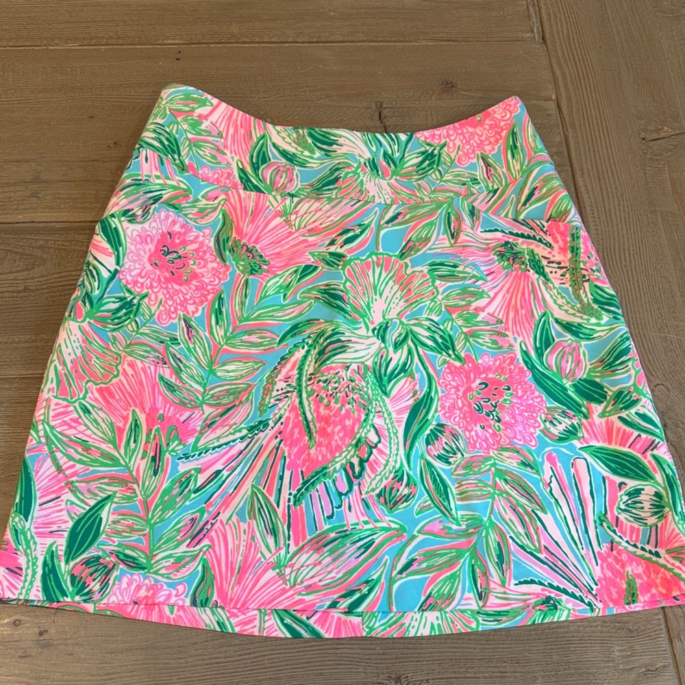 Lilly Pulitzer Pink and Green Floral A-Line Skort SIZE 0